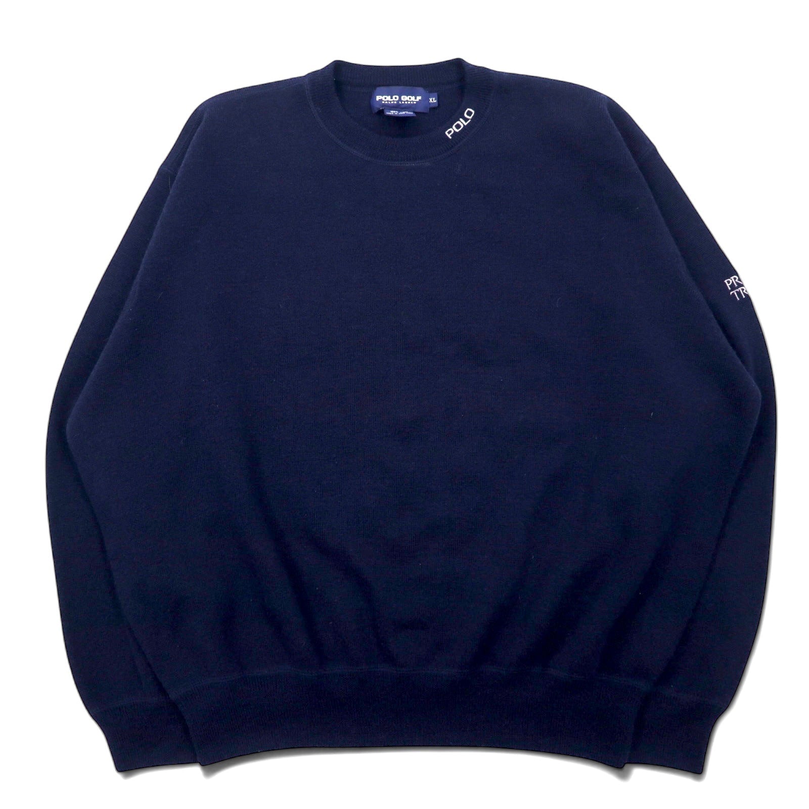 POLO GOLF RALPH LAUREN anni '90 Maglione girocollo XL blu navy lana ricamata