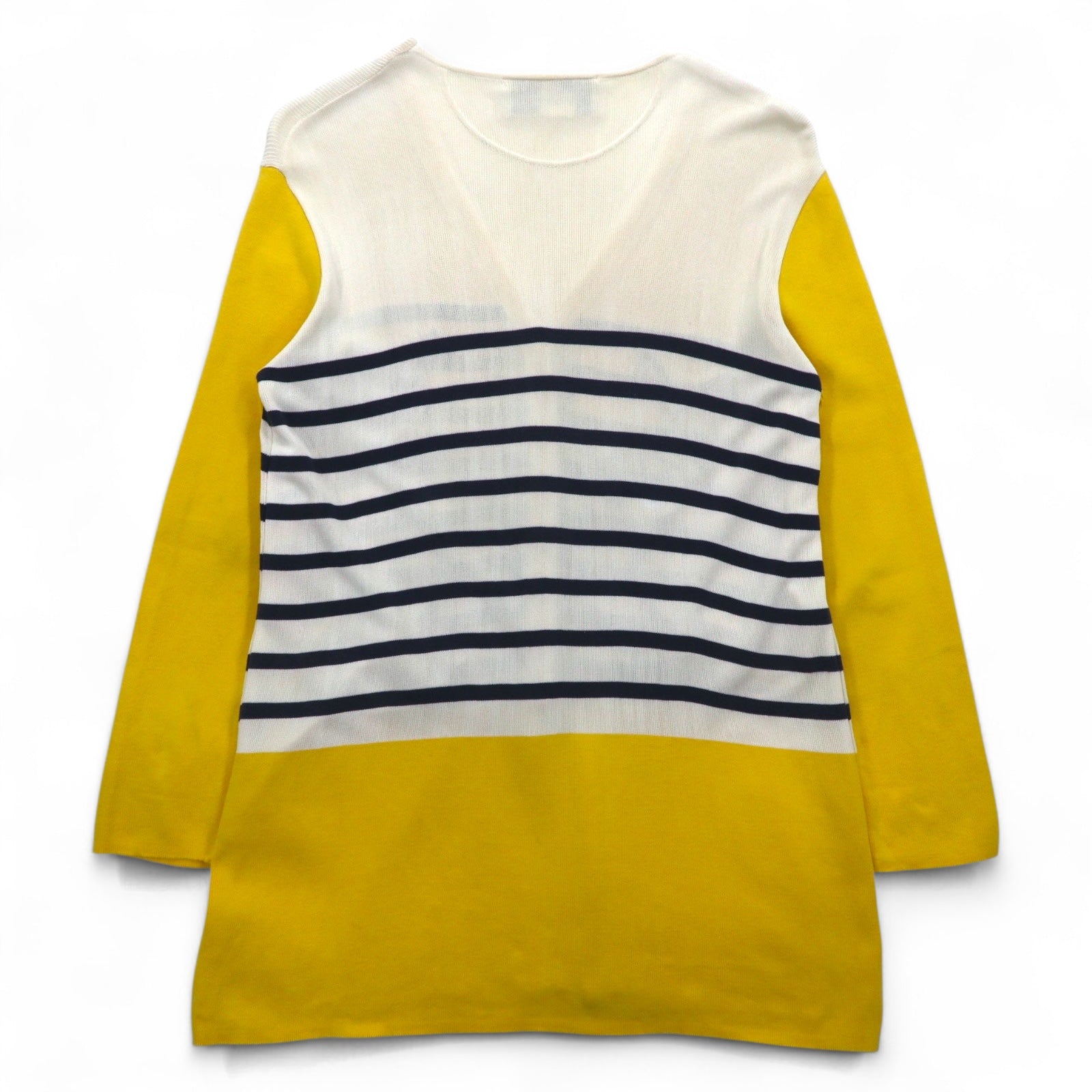 JC de Castelbajac Cardigan Lungo anni '90 in Lana Made in Italy L Beige Giallo Righe Ricamo Personaggio
