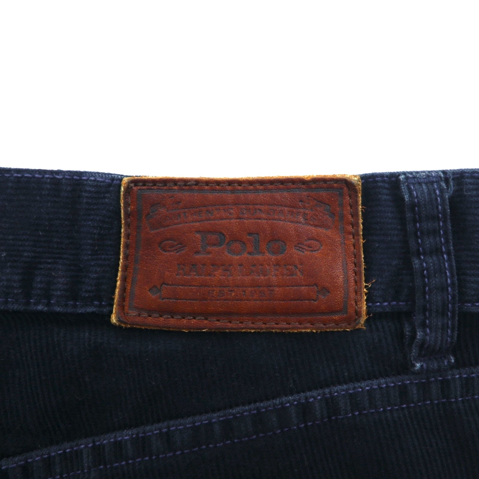 POLO RALPH LAUREN anni '90 pantalone in velluto a costine M blu navy toppa in pelle