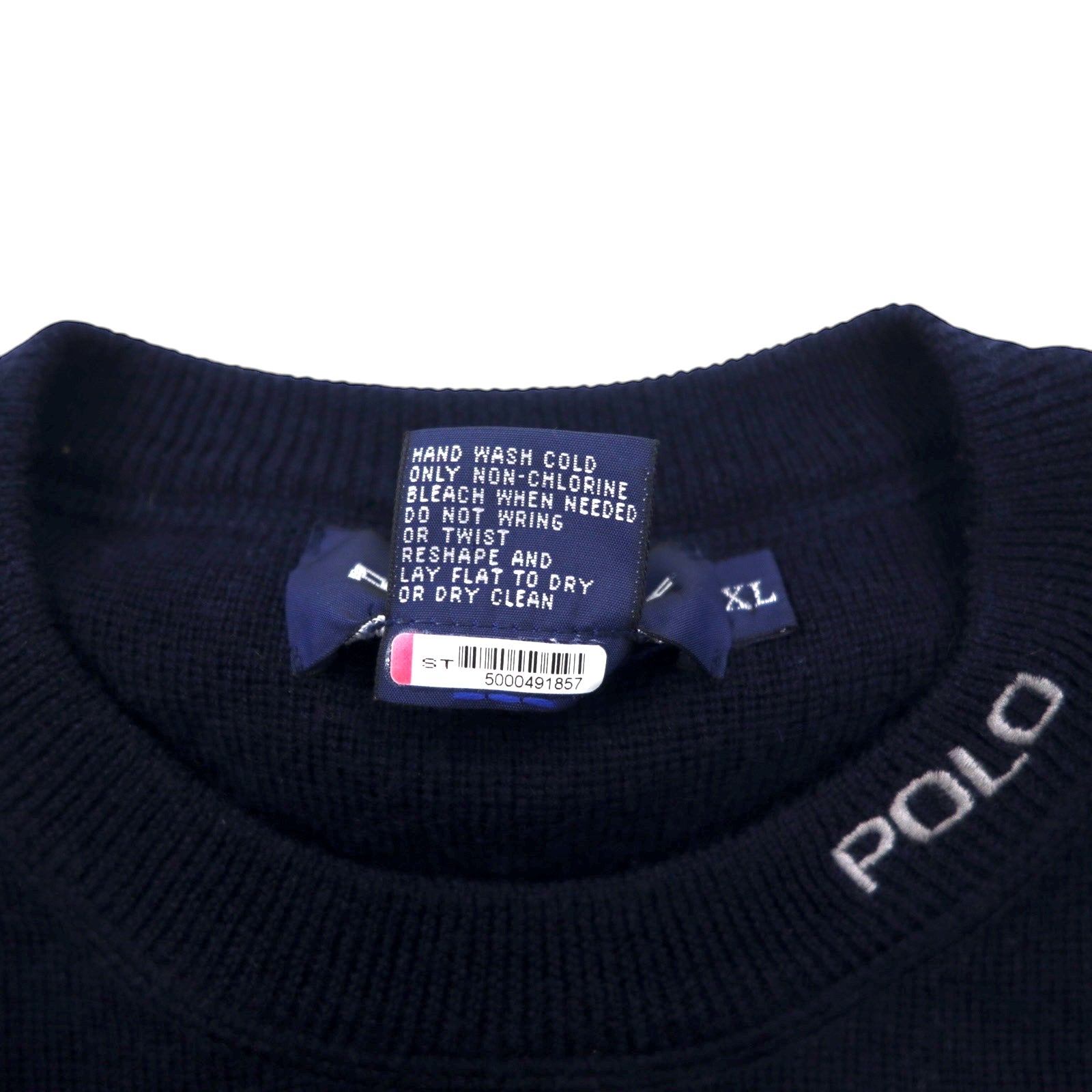 POLO GOLF RALPH LAUREN anni '90 Maglione girocollo XL blu navy lana ricamata