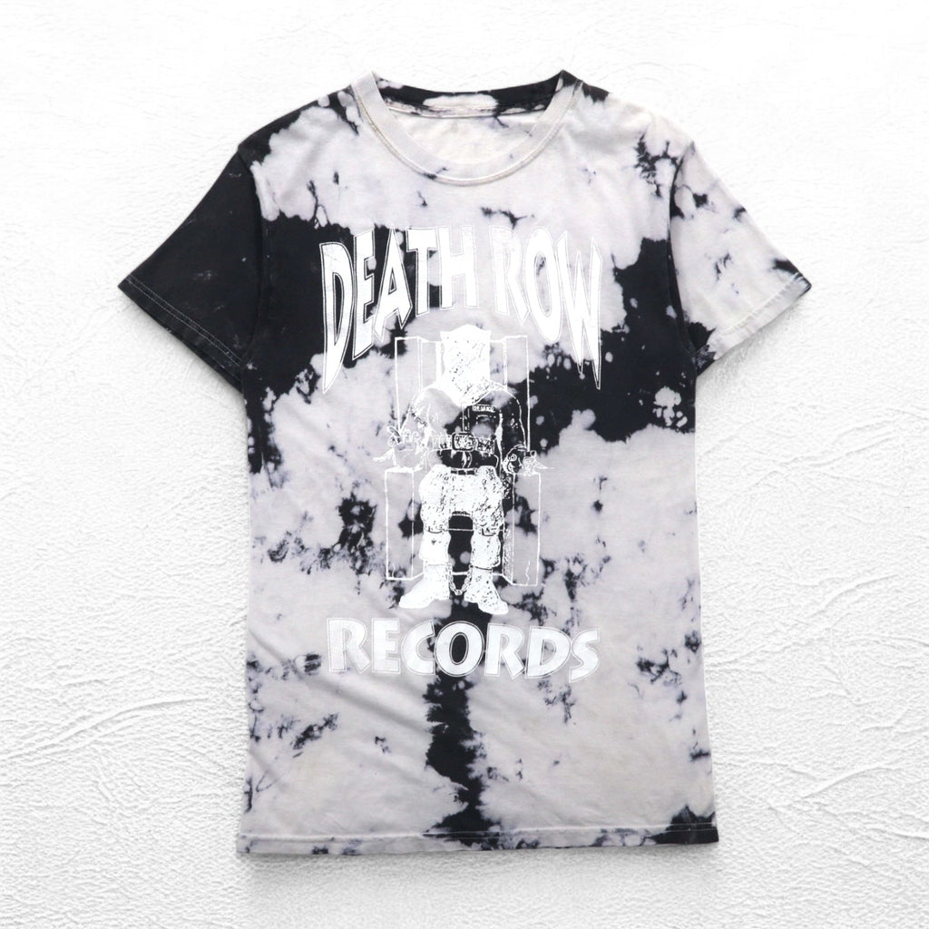 DEATH ROW RECORDS ヒップホップ レーベル Tシャツ M ホワイト ブラック タイダイ ブリーチ加工