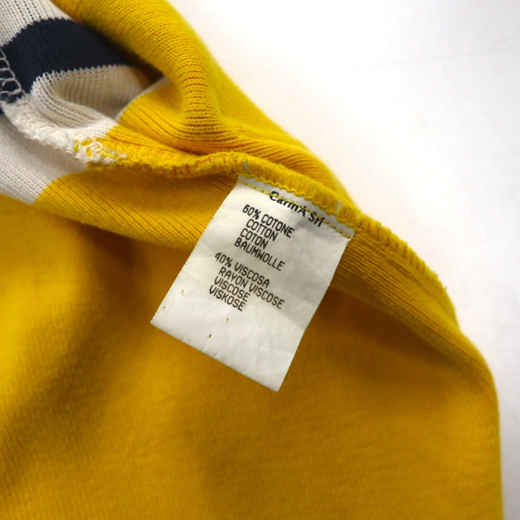 JC de Castelbajac Cardigan Lungo anni '90 in Lana Made in Italy L Beige Giallo Righe Ricamo Personaggio