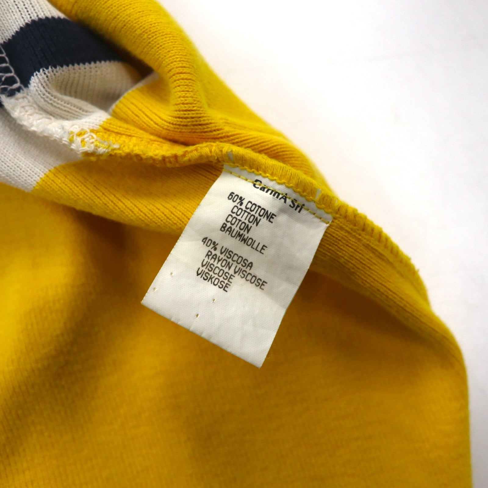 JC de Castelbajac Cardigan Lungo anni '90 in Lana Made in Italy L Beige Giallo Righe Ricamo Personaggio
