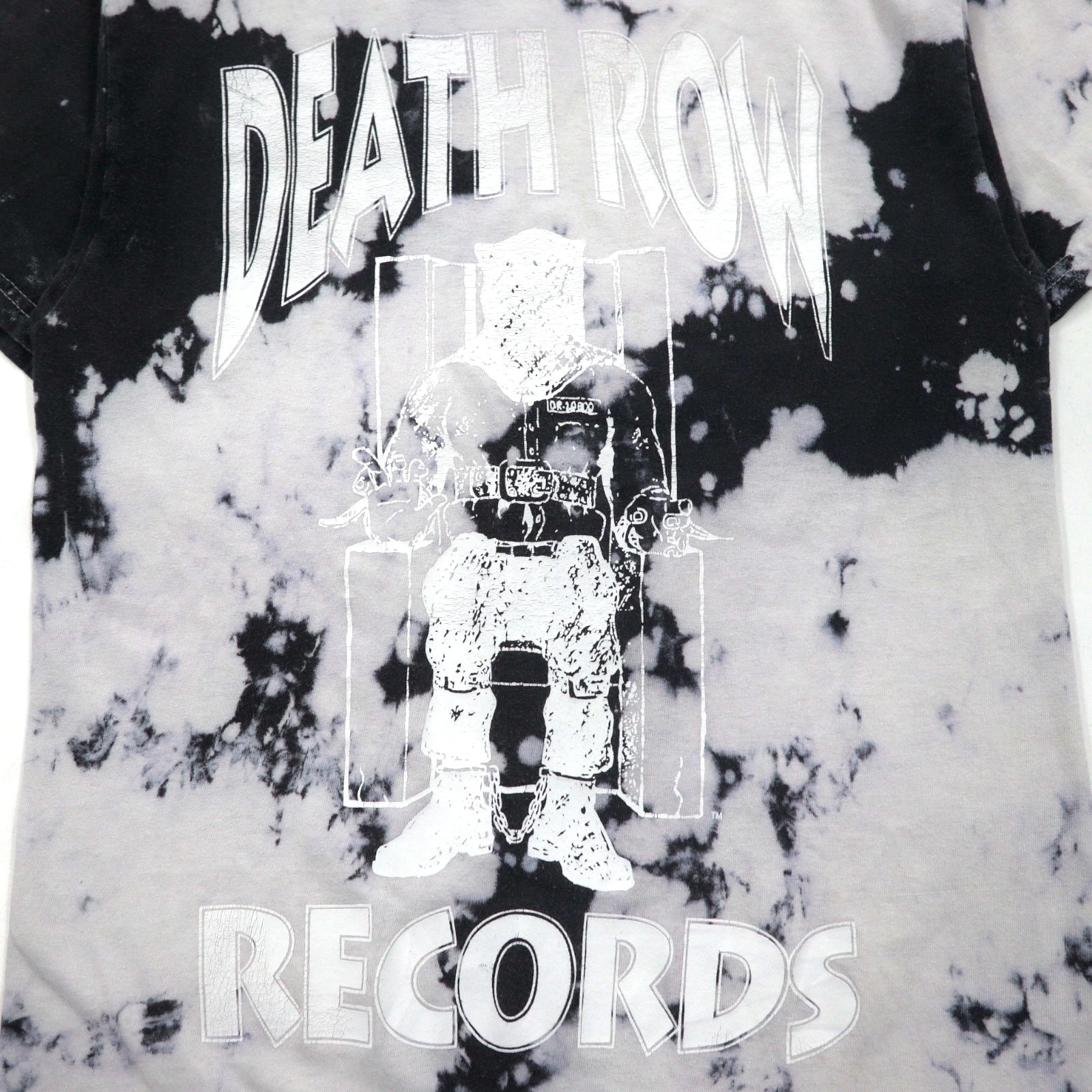 DEATH ROW RECORDS ヒップホップ レーベル Tシャツ M ホワイト ブラック タイダイ ブリーチ加工
