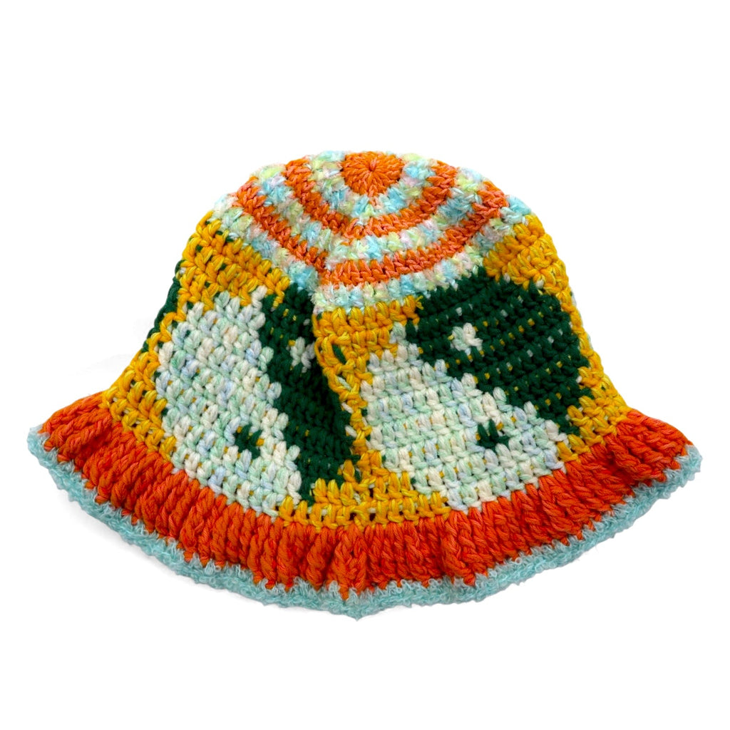 Y.A.R.N. Crochet Hat FREE Multicolore Fantasia Arancione Verde Giallo Yin Yang Handmade