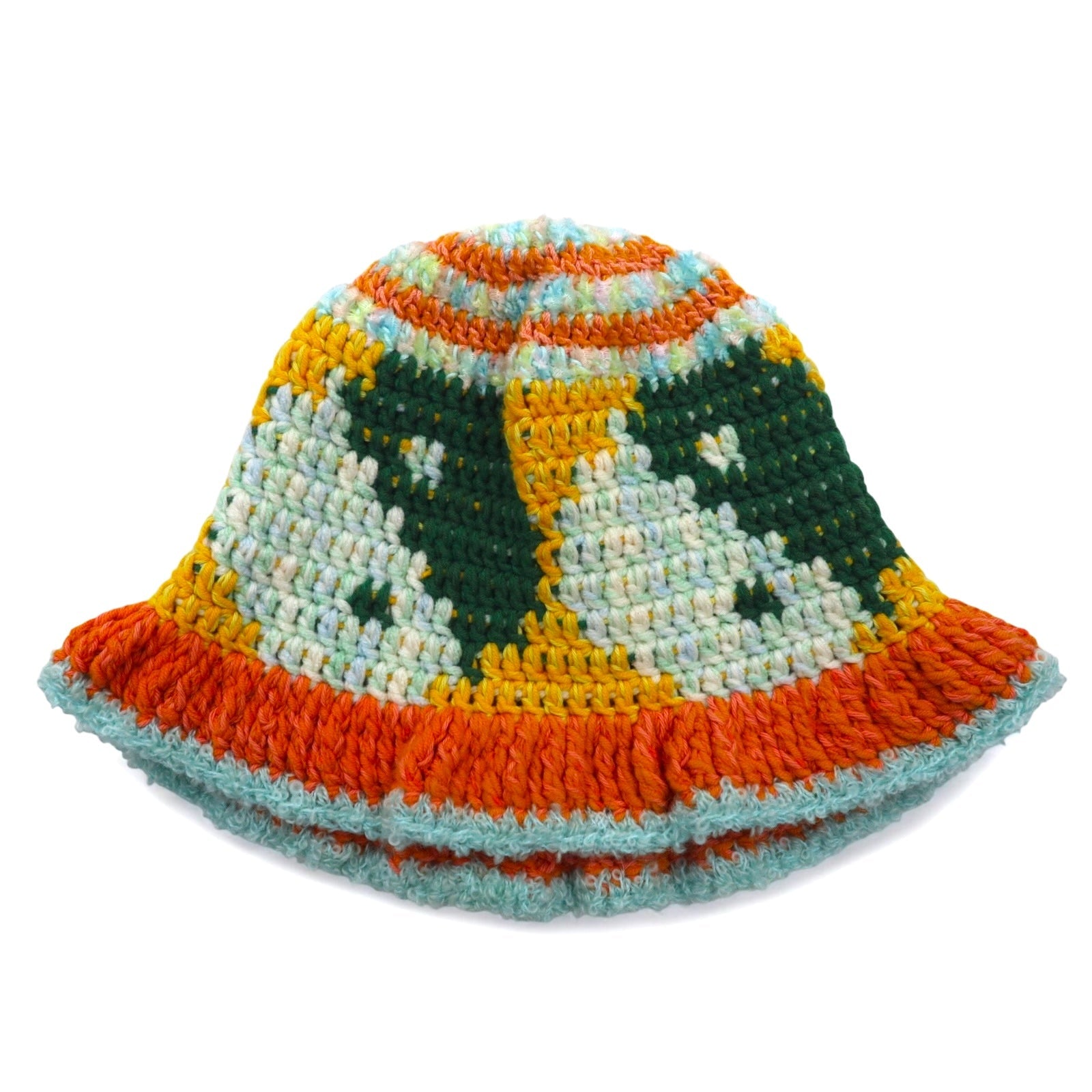 Y.A.R.N. Crochet Hat FREE Multicolore Fantasia Arancione Verde Giallo Yin Yang Handmade