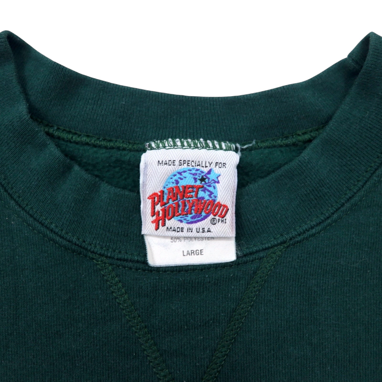 PLANET HOLLYWOOD Anni '90 USA Felpa Verde Cotone Logo Ricamato LAS VEGAS