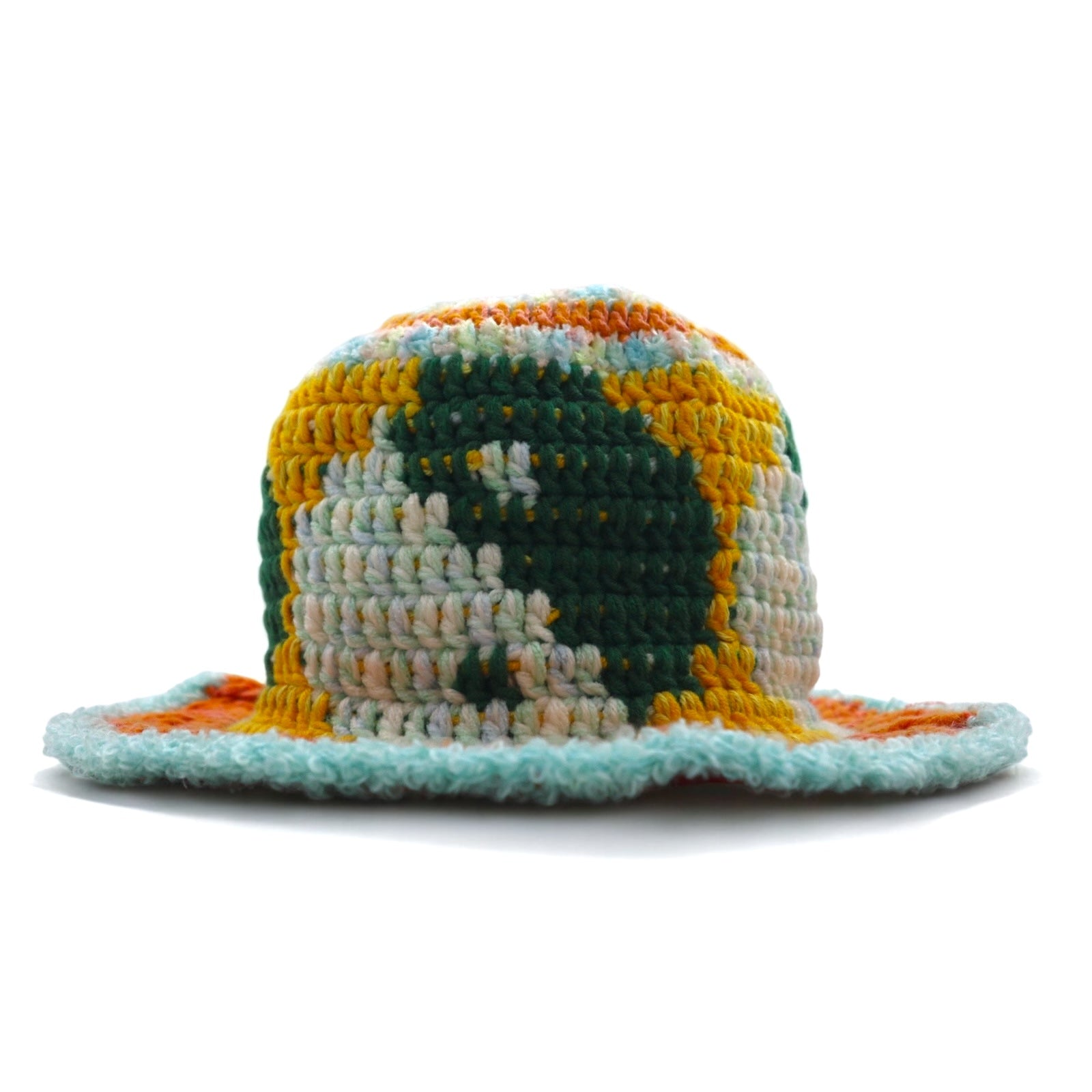 Y.A.R.N. Crochet Hat FREE Multicolore Fantasia Arancione Verde Giallo Yin Yang Handmade