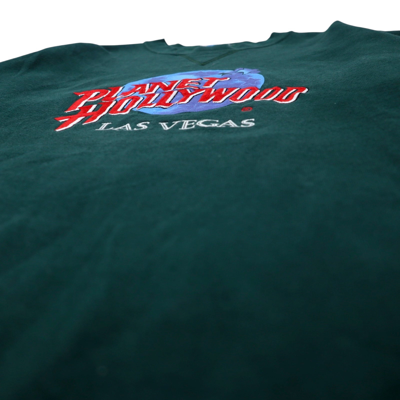 PLANET HOLLYWOOD Anni '90 USA Felpa Verde Cotone Logo Ricamato LAS VEGAS