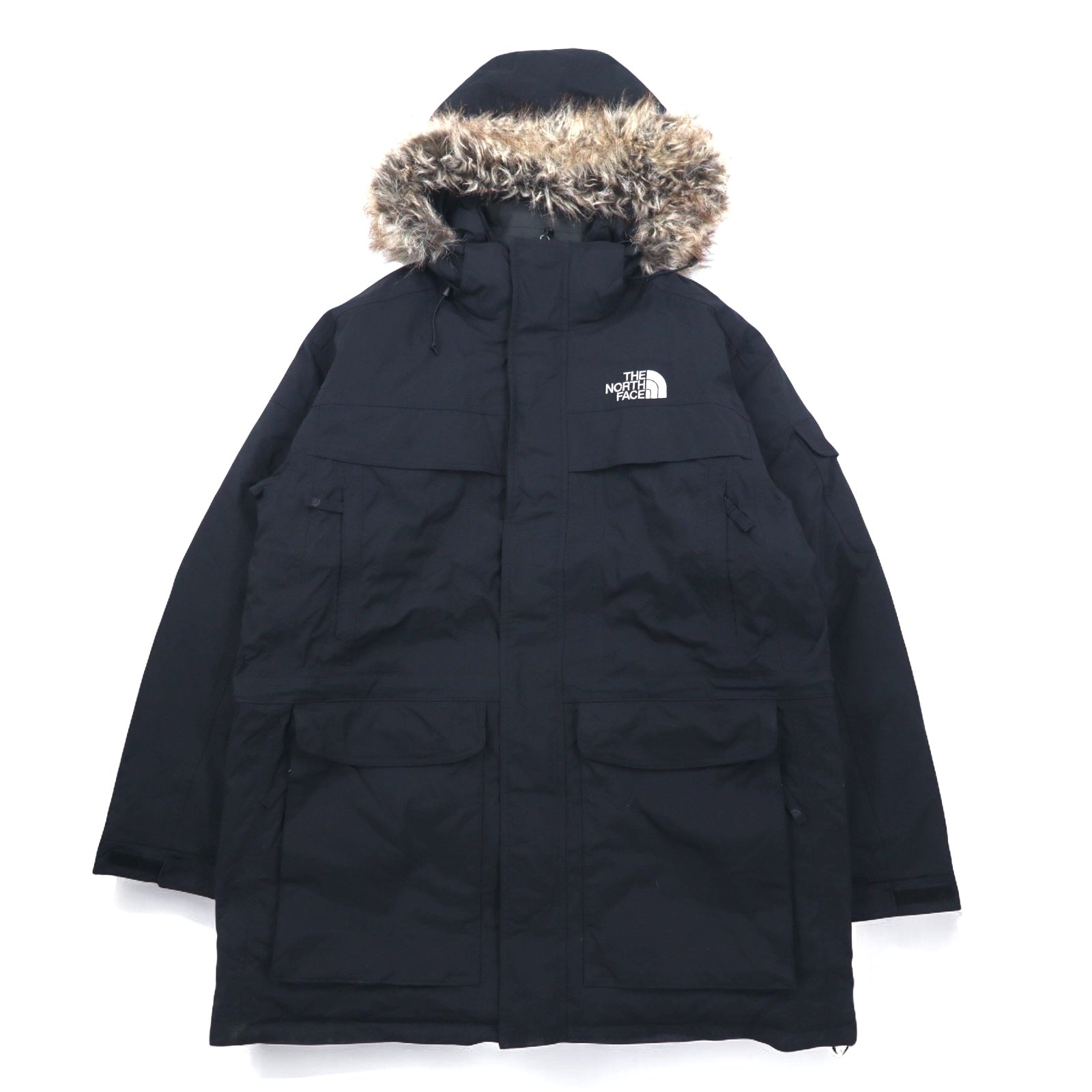 THE NORTH FACE McMurdo Parka piumino XL nero HYVENT impermeabile pelliccia cappuccio rimovibile taglia USA