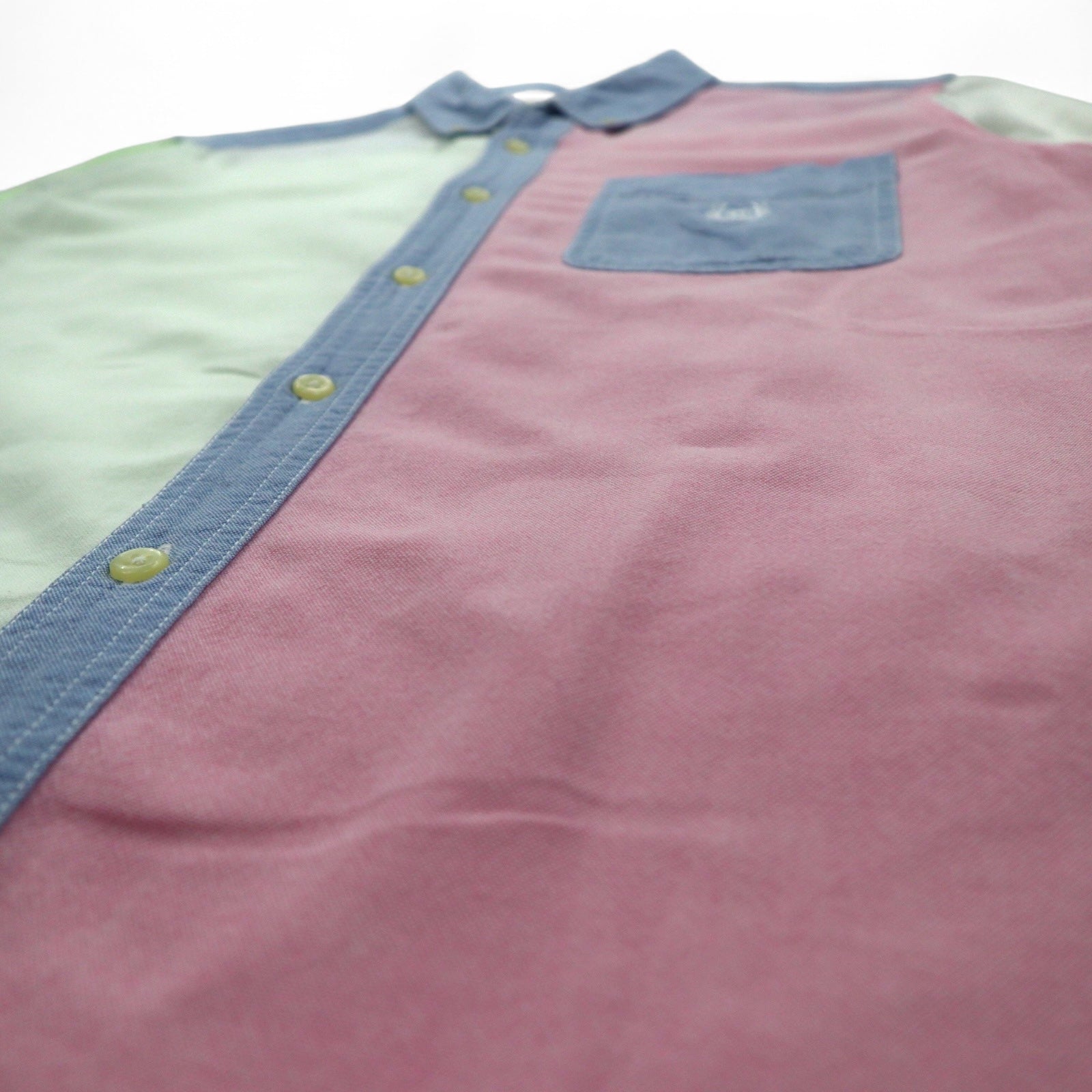 CHAPS Camicia Button-Down Color Block M Multicolore Tonalità Pastello Fantasia Irregolare