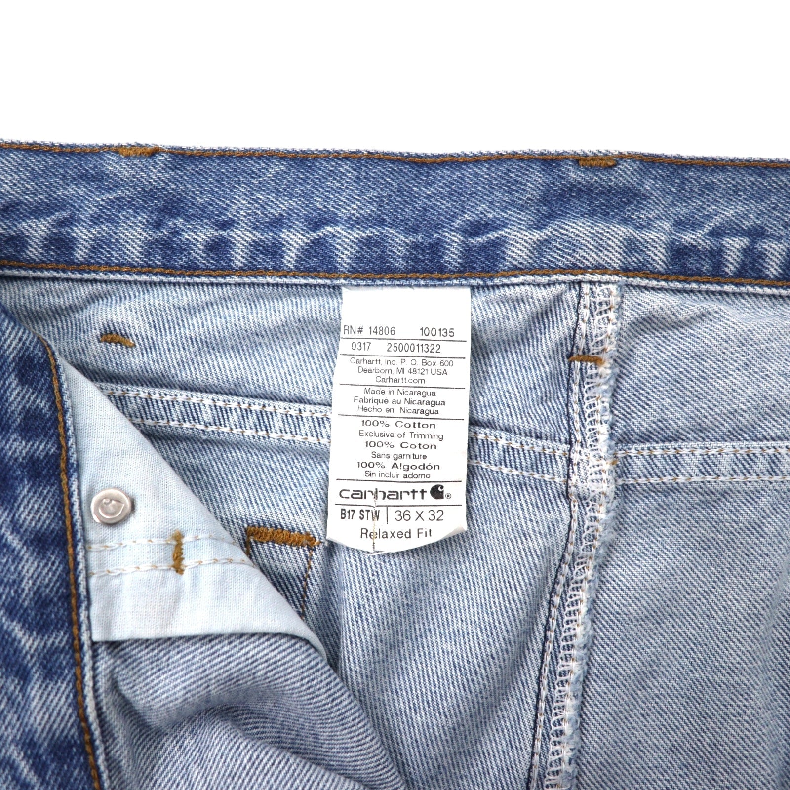 Carhartt Jeans affusolati a vestibilità morbida 36 blu cotone RELAXED-FIT TAPERED JEAN Jeans B17 Fabbricati in Nicaragua