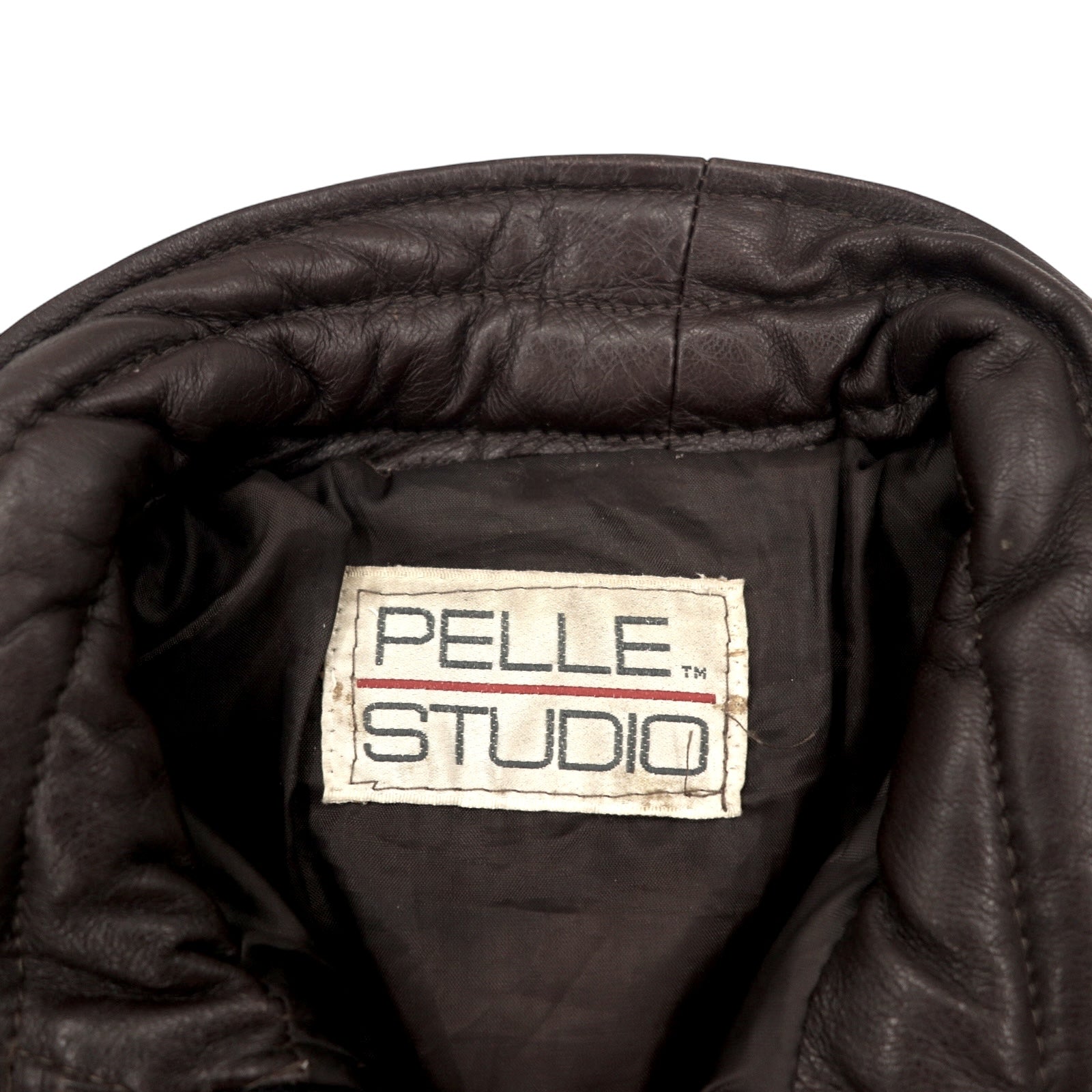 PELLE STUDIO Anni '90 Gilet in piuma di pelle imbottito L Marrone Multicolore Velluto a coste
