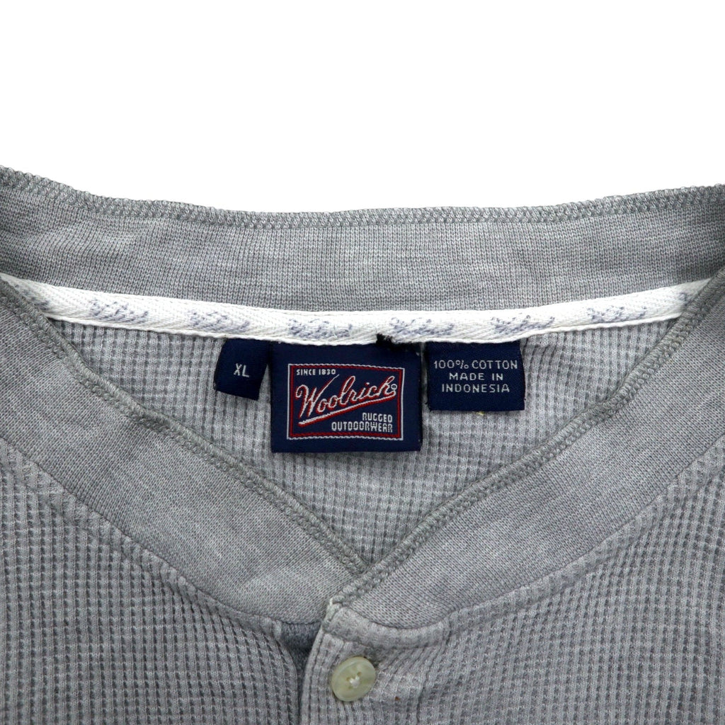 Woolrich 90年代 ヘンリーネック サーマル ロングスリーブ Tシャツ ロンT XL グレー コットン
