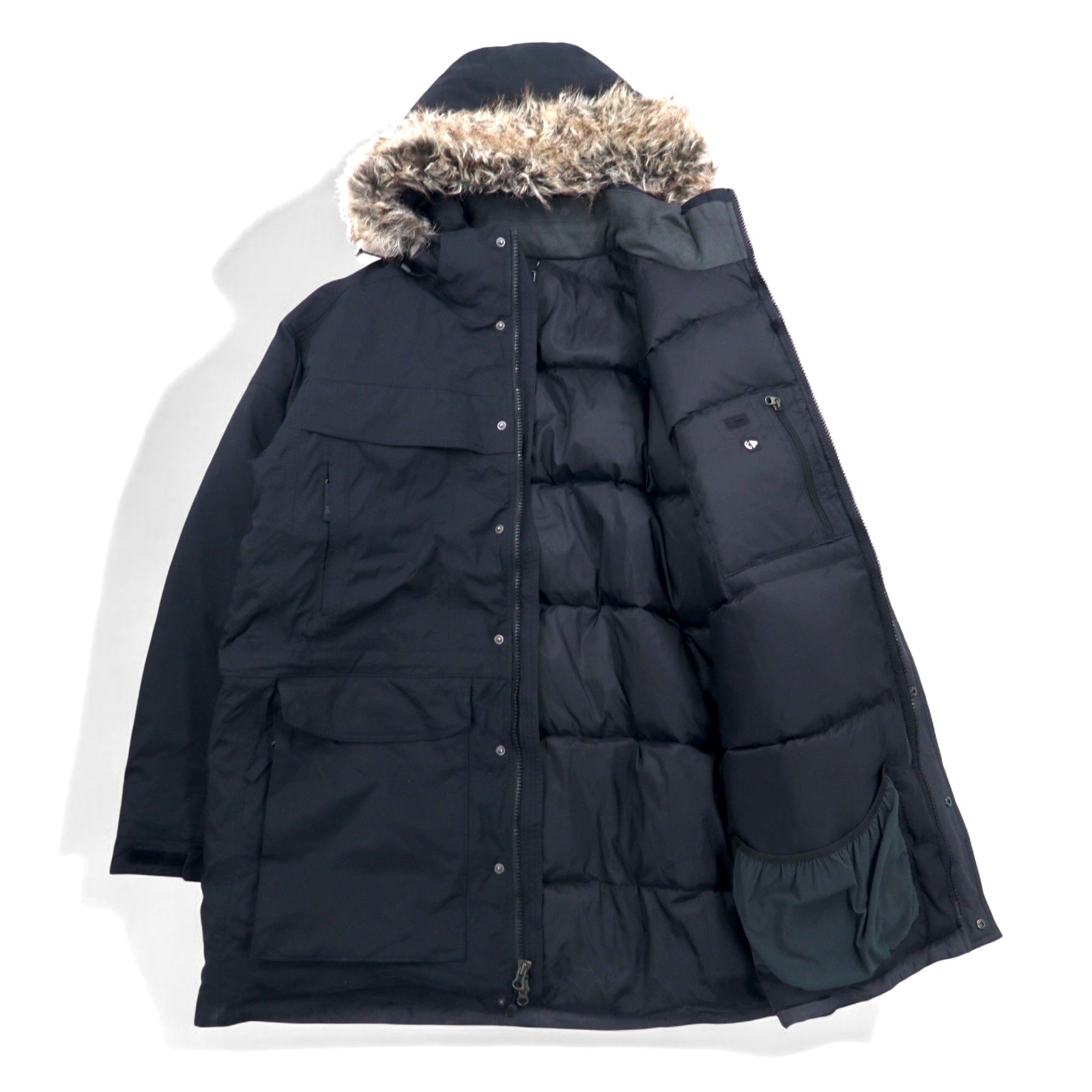 THE NORTH FACE McMurdo Parka piumino XL nero HYVENT impermeabile pelliccia cappuccio rimovibile taglia USA