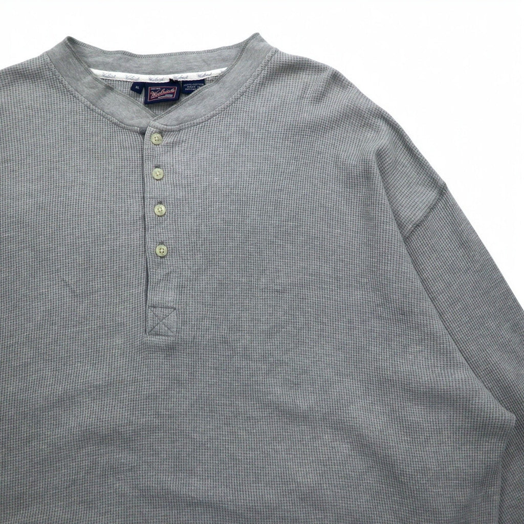Woolrich 90年代 ヘンリーネック サーマル ロングスリーブ Tシャツ ロンT XL グレー コットン