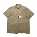 Camicia da lavoro Dickies a maniche corte, taglia L, beige, logo aziendale USA ricamato, doppie tasche, BHTS 1574KH, mai usata