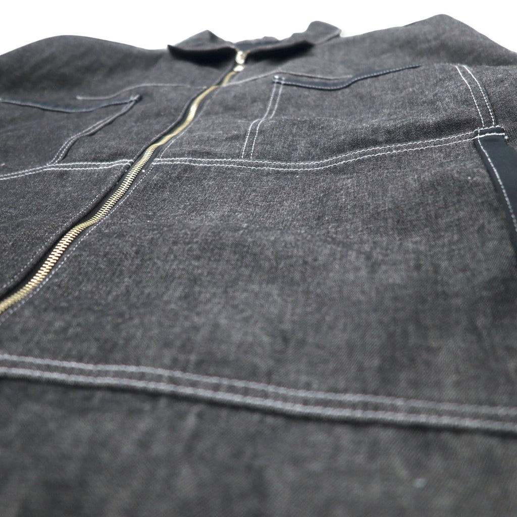 Sean John anni 2000 giacca di jeans full zip, giacca con dettagli XXXL grigia in cotone con logo ricamato a punto singolo, oversize