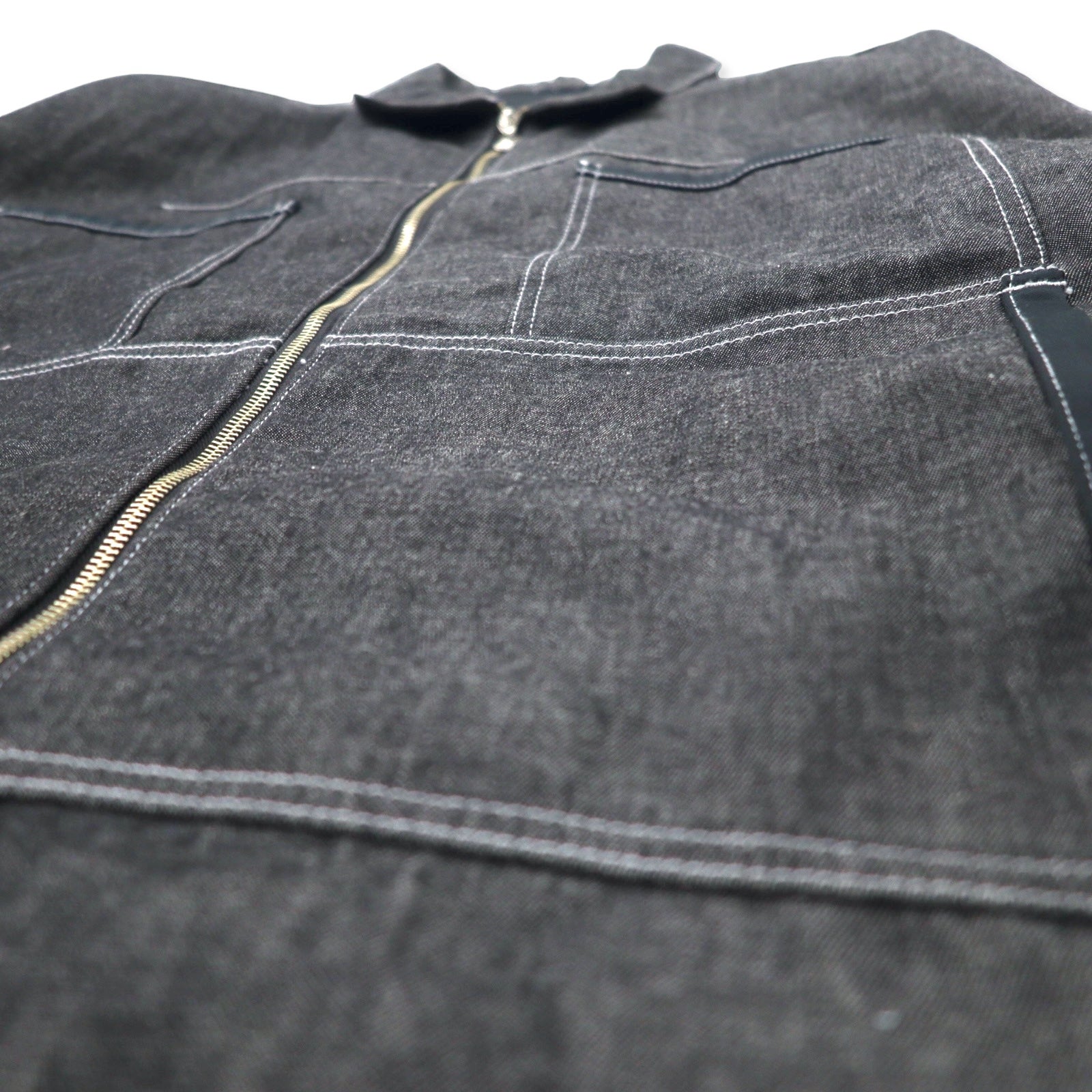 Sean John anni 2000 giacca di jeans full zip, giacca con dettagli XXXL grigia in cotone con logo ricamato a punto singolo, oversize