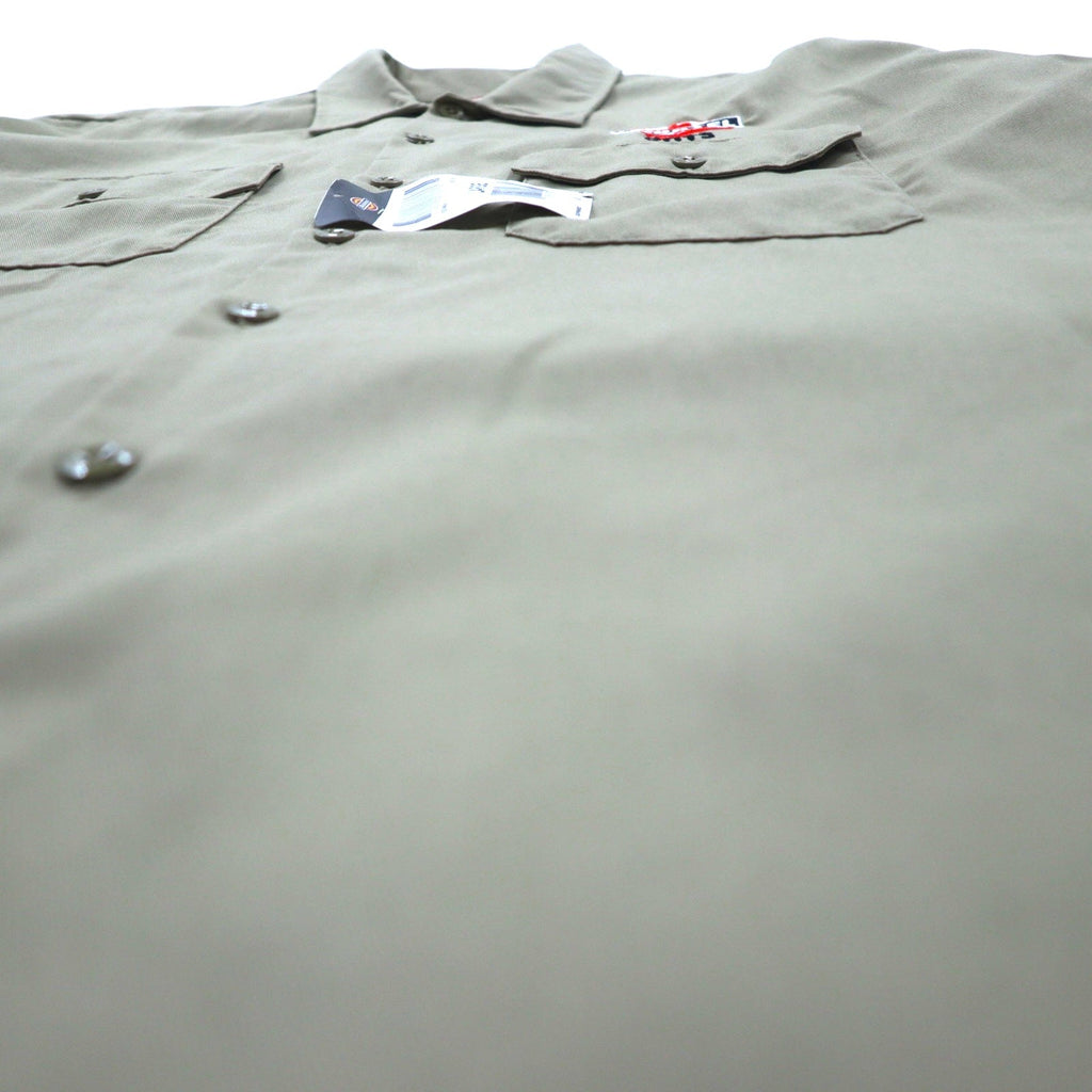 Camicia da lavoro Dickies a maniche corte, taglia L, beige, logo aziendale USA ricamato, doppie tasche, BHTS 1574KH, mai usata