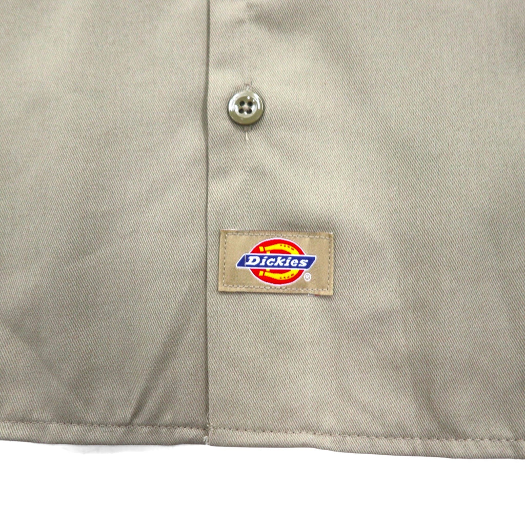 Camicia da lavoro Dickies a maniche corte, taglia L, beige, logo aziendale USA ricamato, doppie tasche, BHTS 1574KH, mai usata