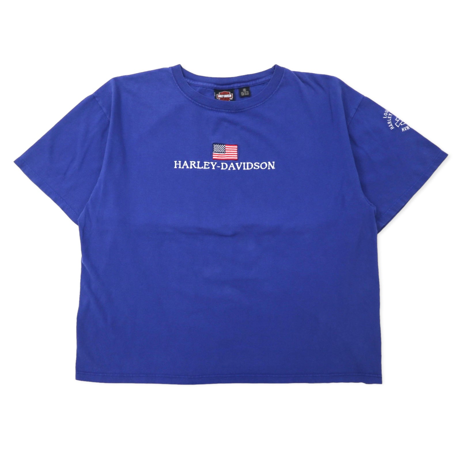 HARLEY DAVIDSON USA Logo ricamato T-shirt XL Blu Cotone Bandiera americana