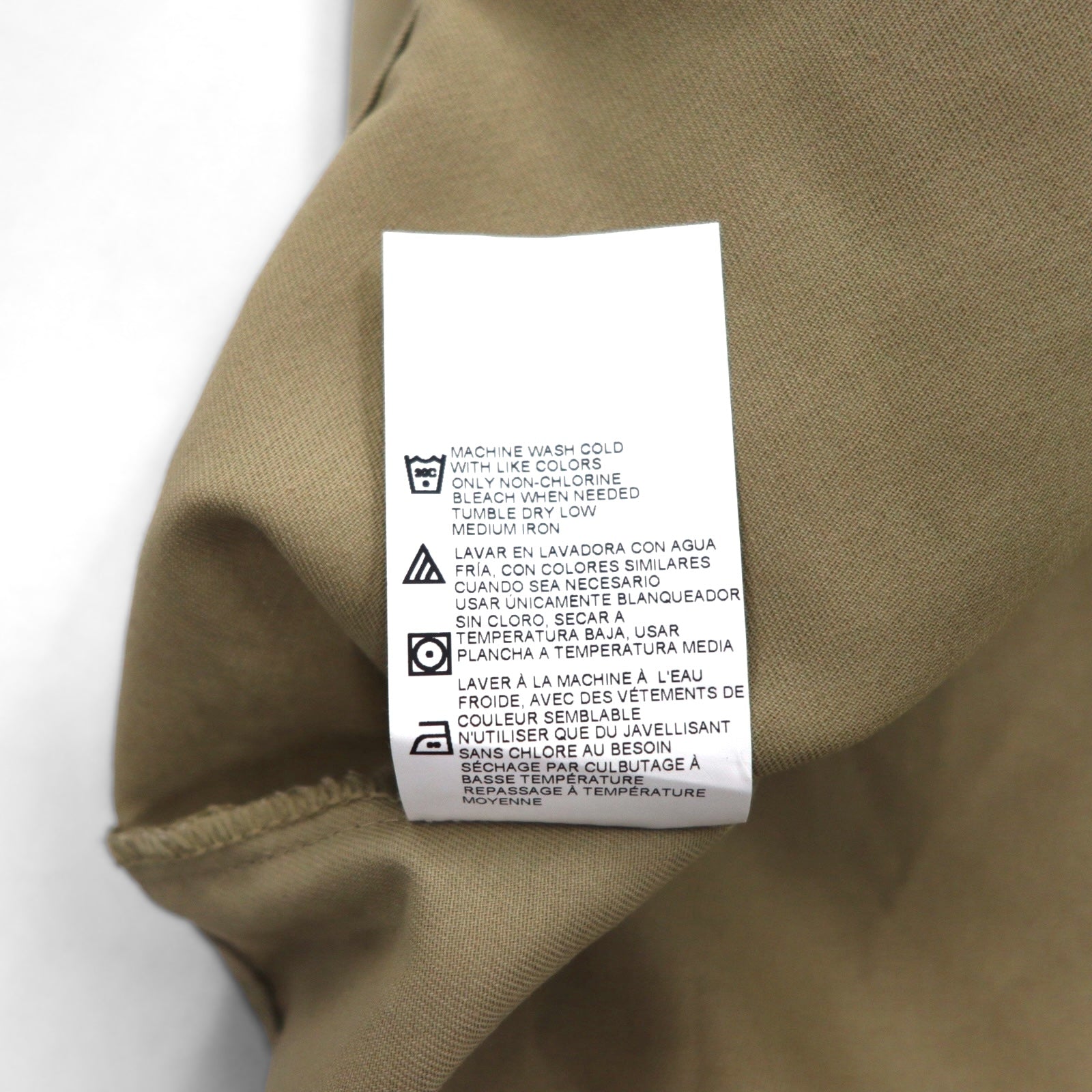 Camicia da lavoro Dickies a maniche corte, taglia L, beige, logo aziendale USA ricamato, doppie tasche, BHTS 1574KH, mai usata