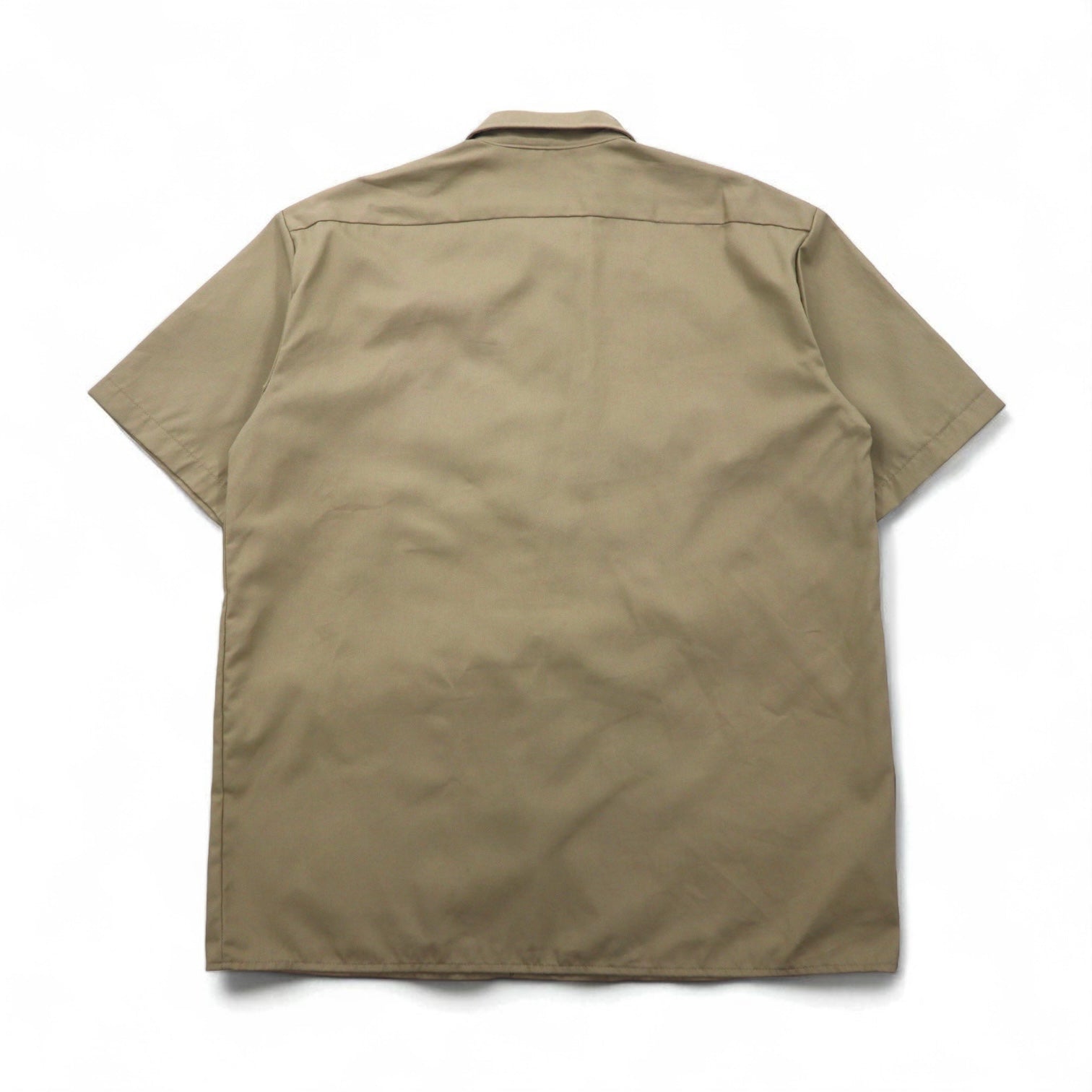 Camicia da lavoro Dickies a maniche corte, taglia L, beige, logo aziendale USA ricamato, doppie tasche, BHTS 1574KH, mai usata