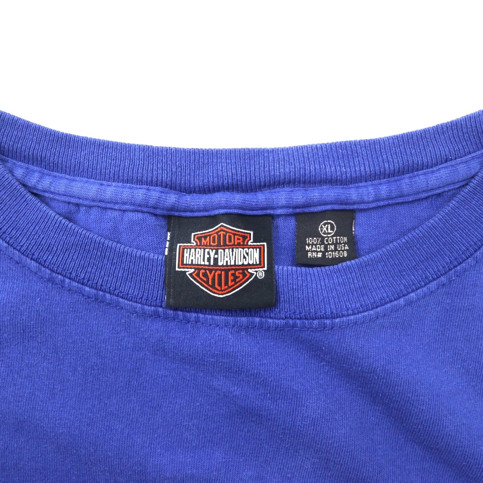 HARLEY DAVIDSON USA Logo ricamato T-shirt XL Blu Cotone Bandiera americana