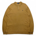 Polo by Ralph Lauren maglietta a maniche lunghe anni '90, taglia L, beige, in piqué di cotone, con ricamo piccolo pony