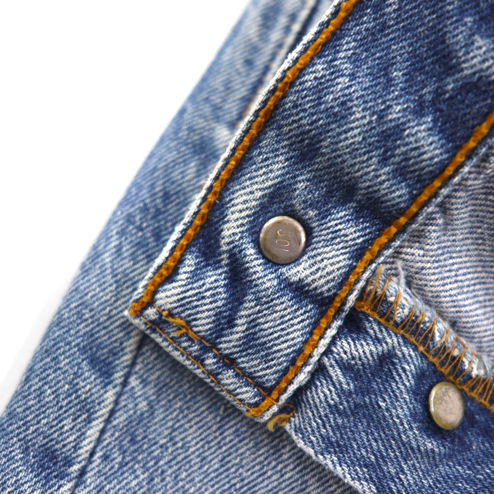Y.A.R.N. × Levi's 501 anni '90 Jeans in denim all'uncinetto con stelle STAR DENIM M Indaco Blu Fatto a mano