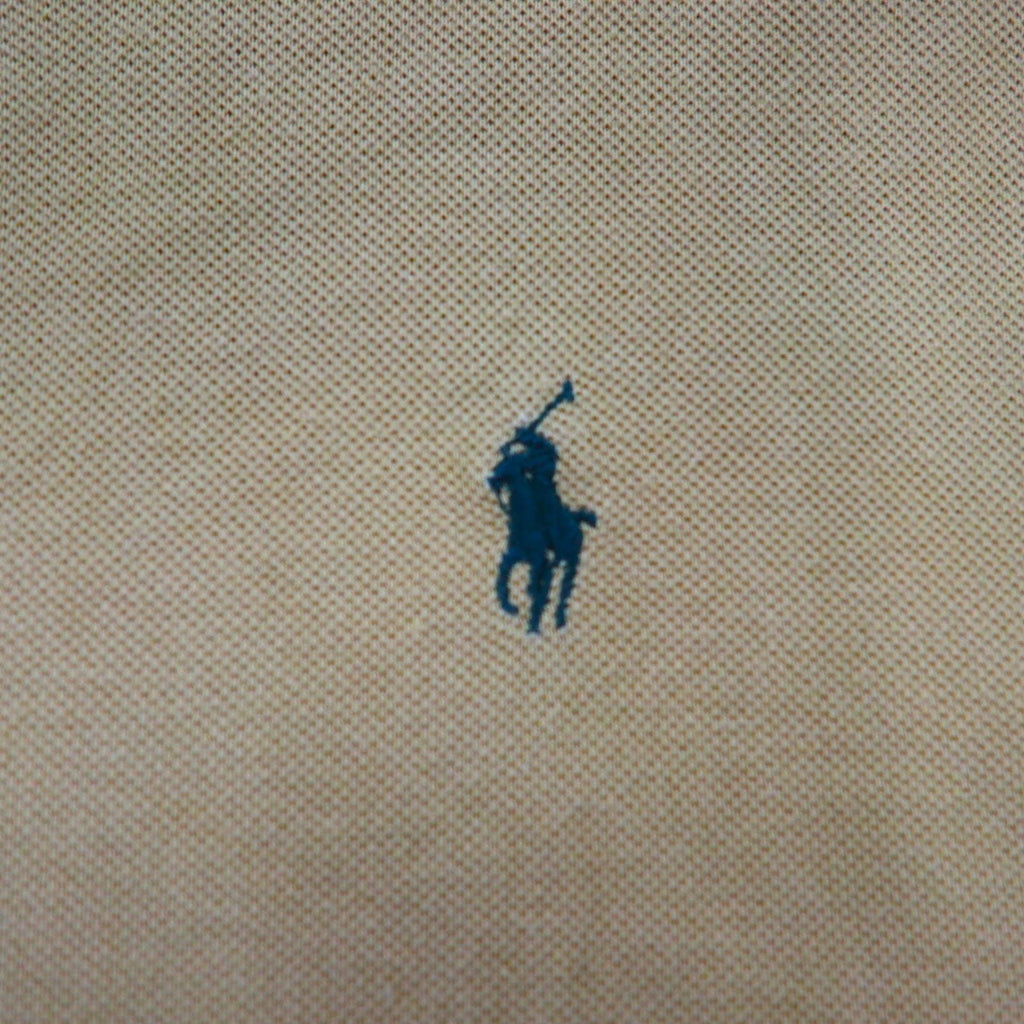 Polo by Ralph Lauren maglietta a maniche lunghe anni '90, taglia L, beige, in piqué di cotone, con ricamo piccolo pony