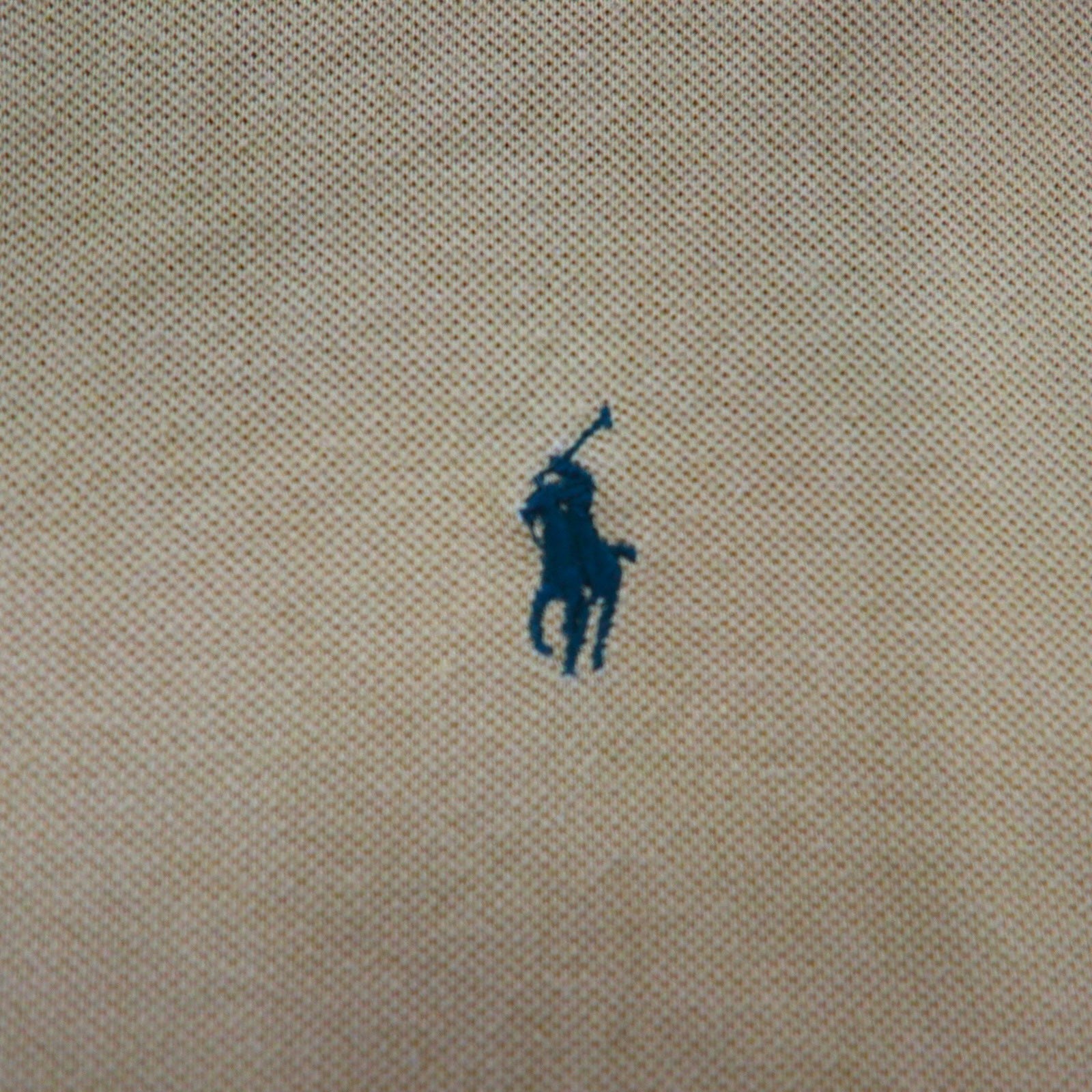 Polo by Ralph Lauren maglietta a maniche lunghe anni '90, taglia L, beige, in piqué di cotone, con ricamo piccolo pony