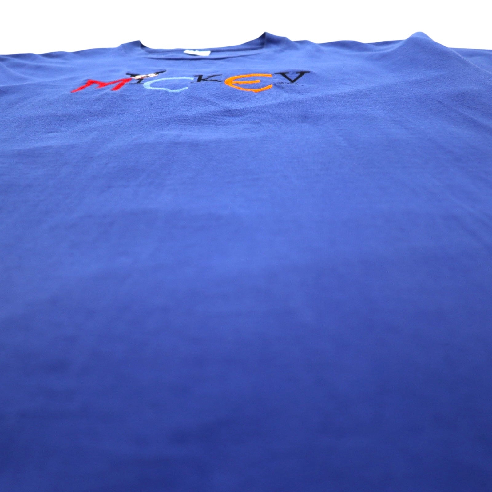 Velva Sheen anni '90, Made in USA, MICKEY Mouse ricamato, T-shirt XL, blu, Disney