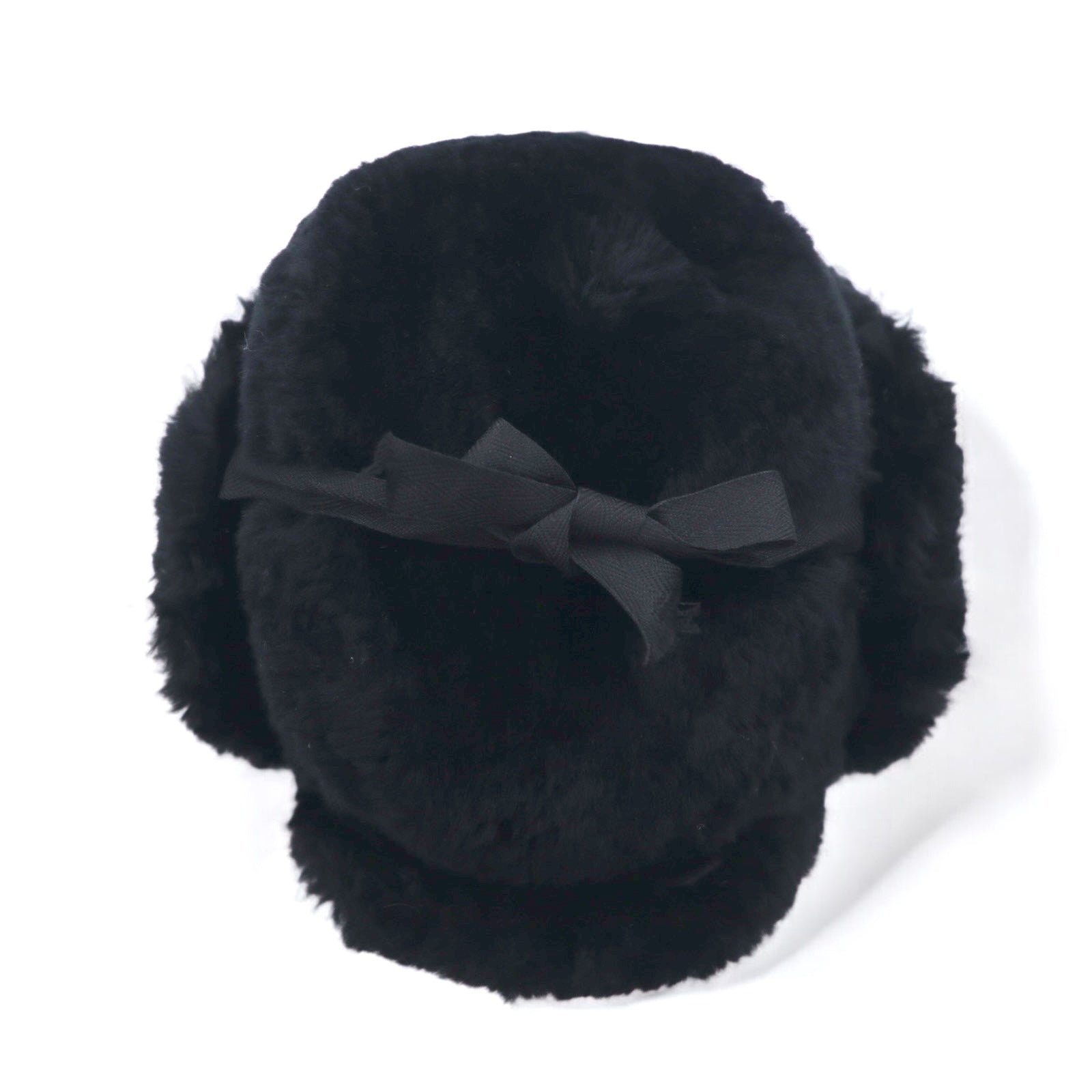 Cappello aviatore in montone shearling anni '90 vintage CROWN CAP in montone, cappello da aviatore, cappello da bombardiere, taglia M, nero