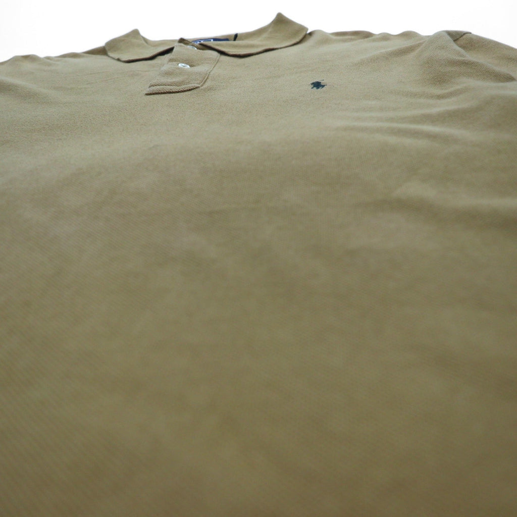 Polo by Ralph Lauren maglietta a maniche lunghe anni '90, taglia L, beige, in piqué di cotone, con ricamo piccolo pony