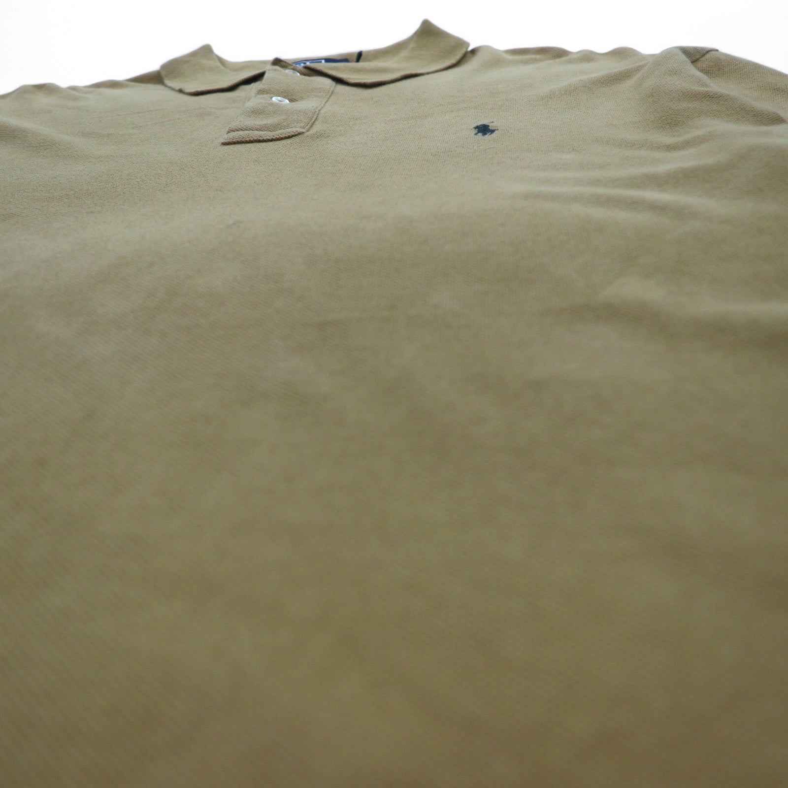 Polo by Ralph Lauren maglietta a maniche lunghe anni '90, taglia L, beige, in piqué di cotone, con ricamo piccolo pony