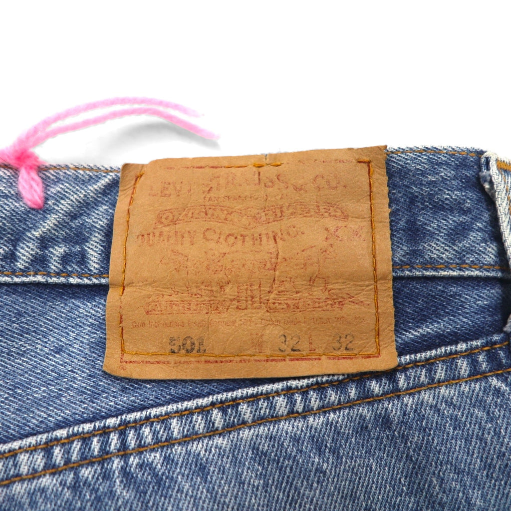 Y.A.R.N. × Levi's 501 anni '90 Jeans in denim all'uncinetto con stelle STAR DENIM M Indaco Blu Fatto a mano