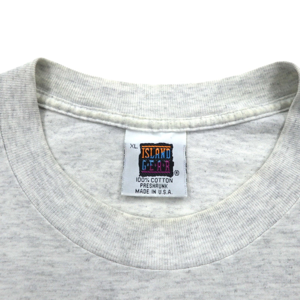 ISLAND GEAR Anni '90 USA Cucitura singola T-shirt stampata XL Grigio Cotone MARCO ISLAND