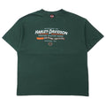 T-shirt HARLEY DAVIDSON con stampa logo, taglia XL, verde, cotone, numero uno, stampa fronte-retro DENTON COUNTY TX