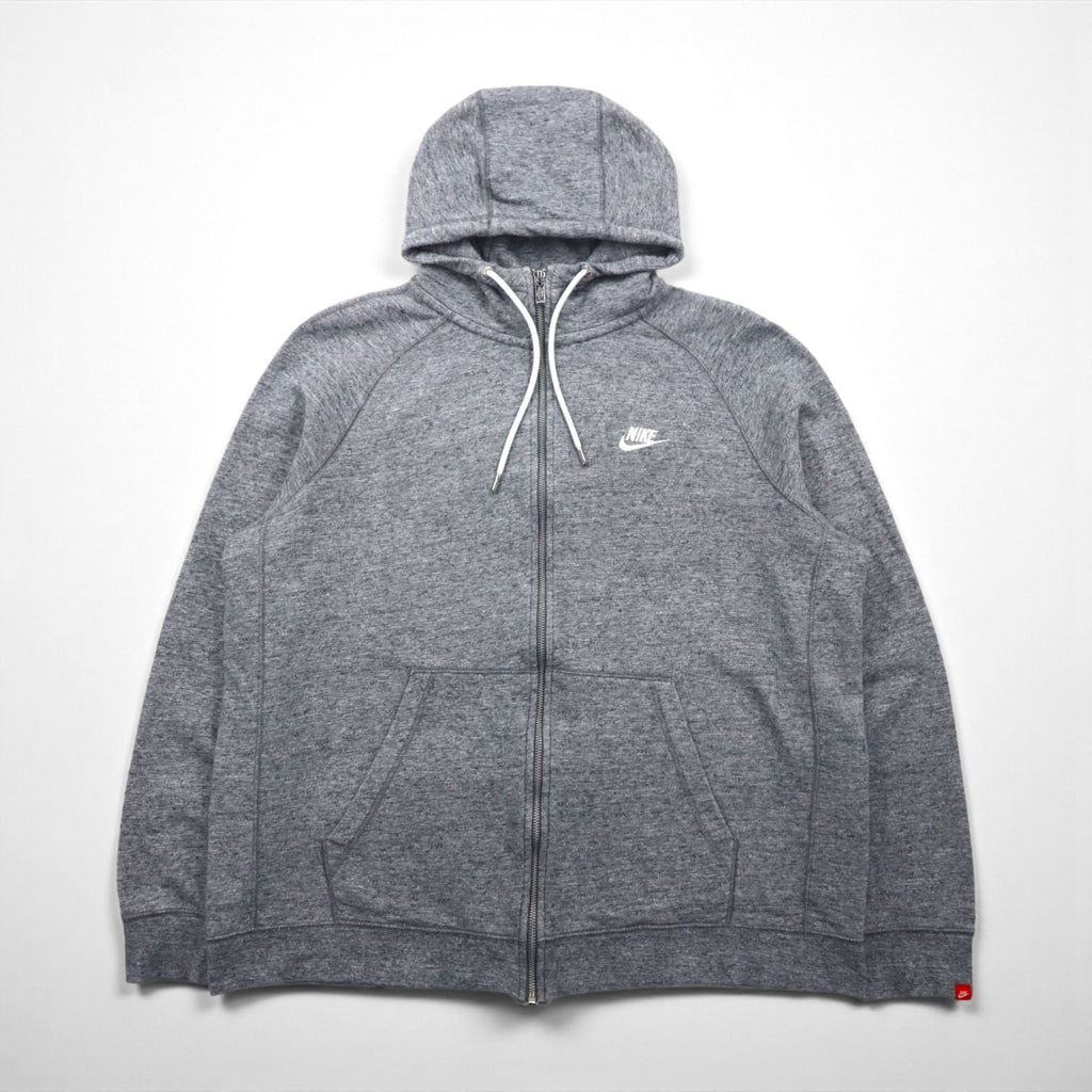 NIKE ジップパーカー XL グレー Legacy Hooded Sweatshirt ワンポイントロゴ 刺繍 805057-092
