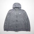 NIKE ジップパーカー XL グレー Legacy Hooded Sweatshirt ワンポイントロゴ 刺繍 805057-092