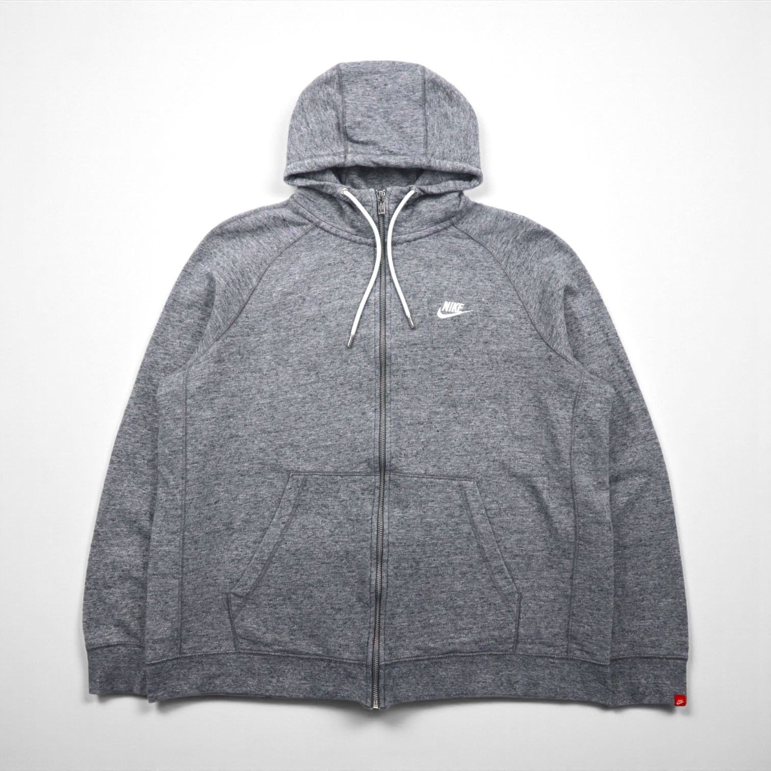 NIKE ジップパーカー XL グレー Legacy Hooded Sweatshirt ワンポイントロゴ 刺繍 805057-092