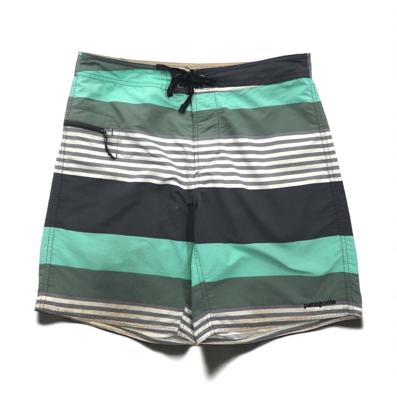 Patagonia Wavefarer Board Shorts pantaloncini M verde grigio a righe nylon 86621