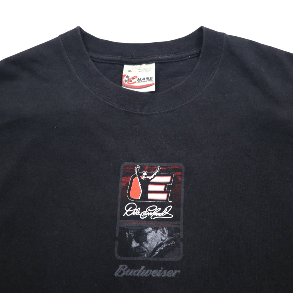 Maglietta CHASE AUTHENTIC auto da corsa XL nera Budweiser Hanes BEEFY-T Made in Messico