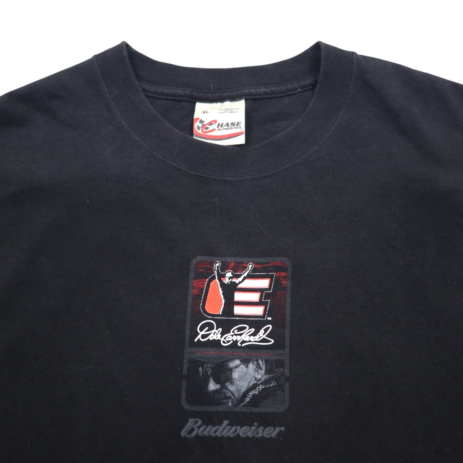 Maglietta CHASE AUTHENTIC auto da corsa XL nera Budweiser Hanes BEEFY-T Made in Messico