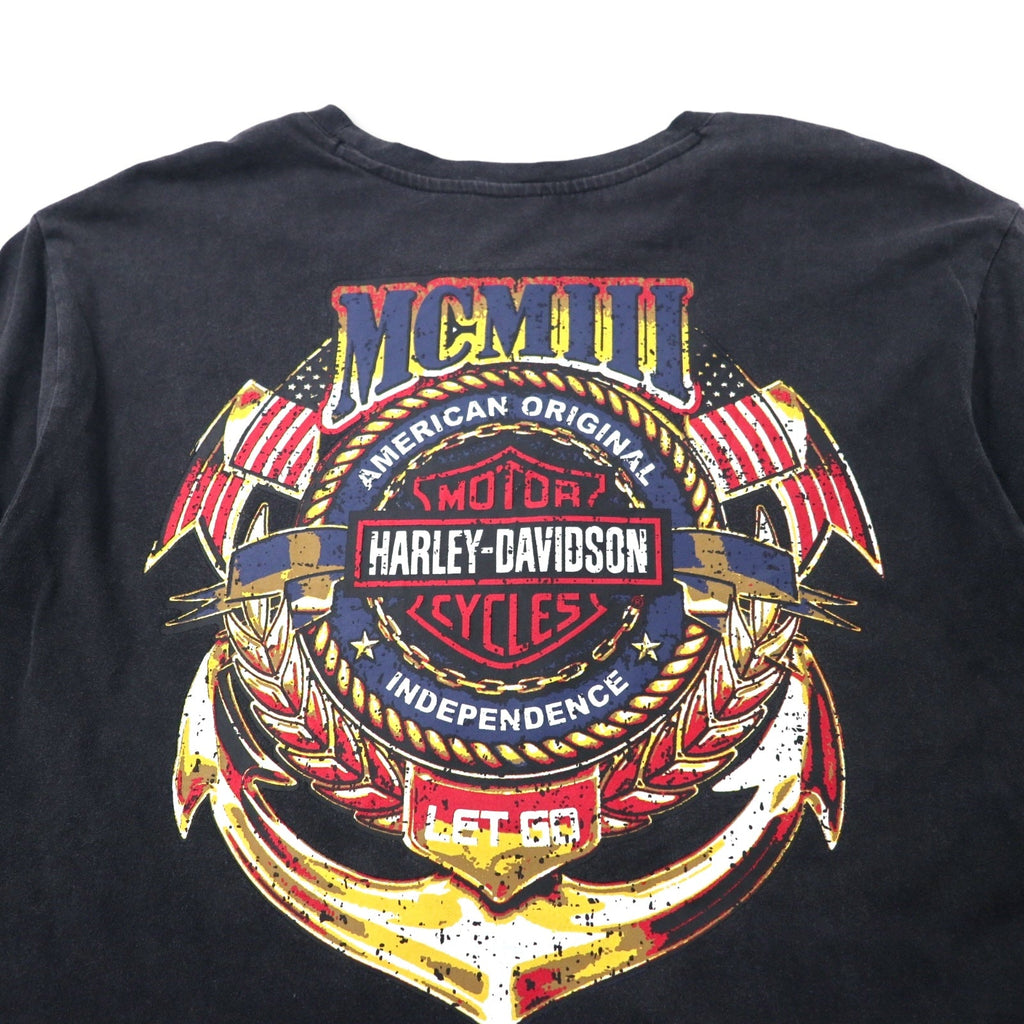 HARLEY DAVIDSON ロゴプリント Tシャツ XL ブラック コットン 両面プリント
