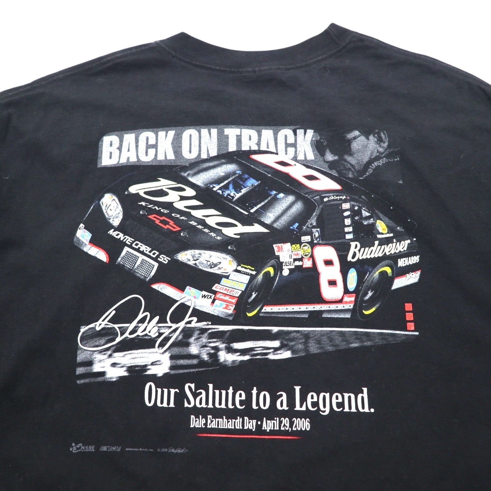 Maglietta CHASE AUTHENTIC auto da corsa XL nera Budweiser Hanes BEEFY-T Made in Messico