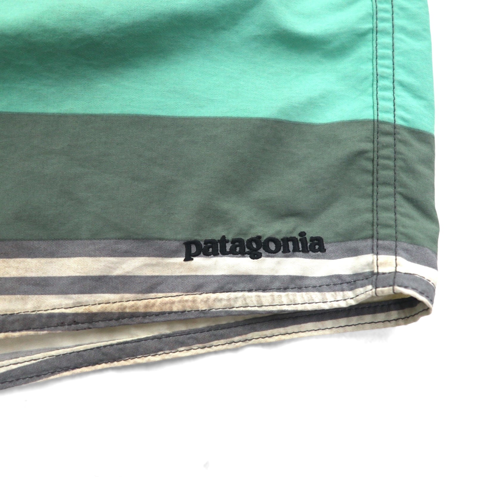 Patagonia Wavefarer Board Shorts pantaloncini M verde grigio a righe nylon 86621