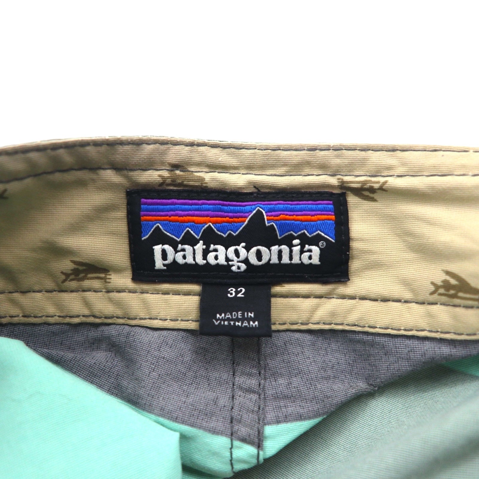 Patagonia Wavefarer Board Shorts pantaloncini M verde grigio a righe nylon 86621